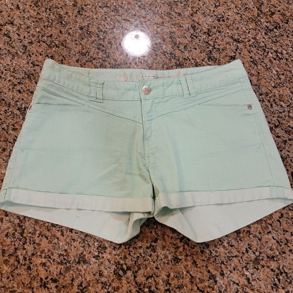 EXPRESS Mint Green Denim Shorts size 10